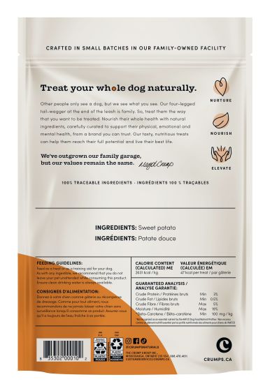 Crumps Naturals Dog Treats - Sweet Potato Chews 