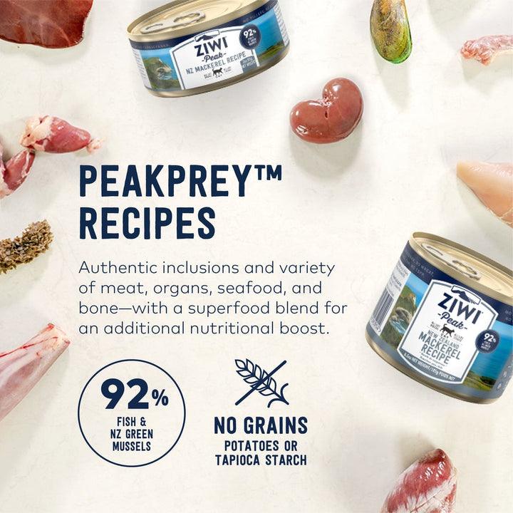 ZIWI Peak Wet Cat Food - New Zealand Mackerel Recipe Canned 