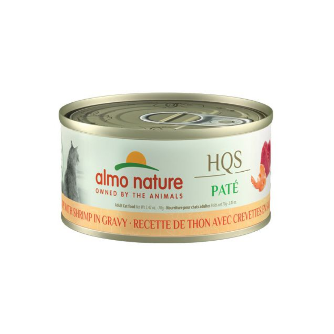 Almo Nature Wet Cat Food - HQS Natural Paté Tuna wtih Shrimp in Gravy Canned