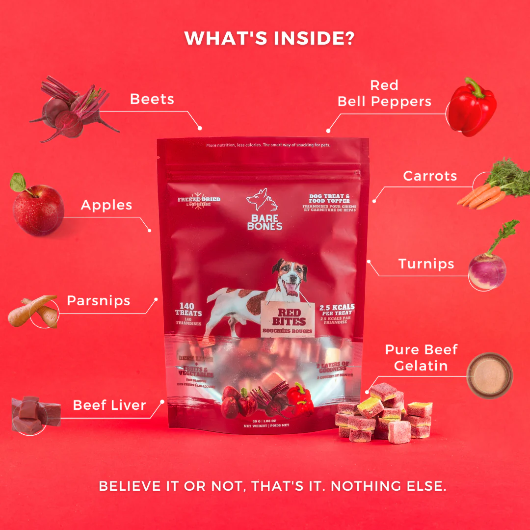 Bare Bones Freeze-Dried Dog Treats - Red Bites