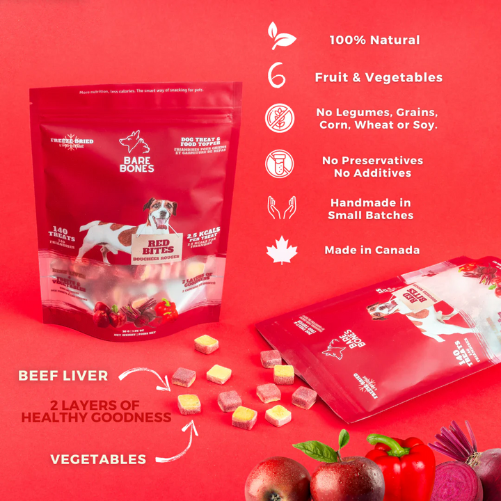 Bare Bones Freeze-Dried Dog Treats - Red Bites