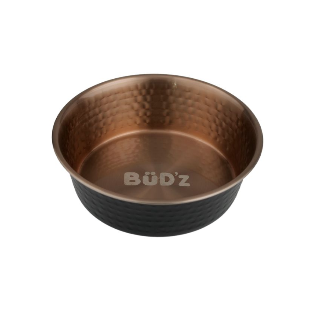 Bud'z Pet Bowls - Stainless Steel Hammered Interior Bowl