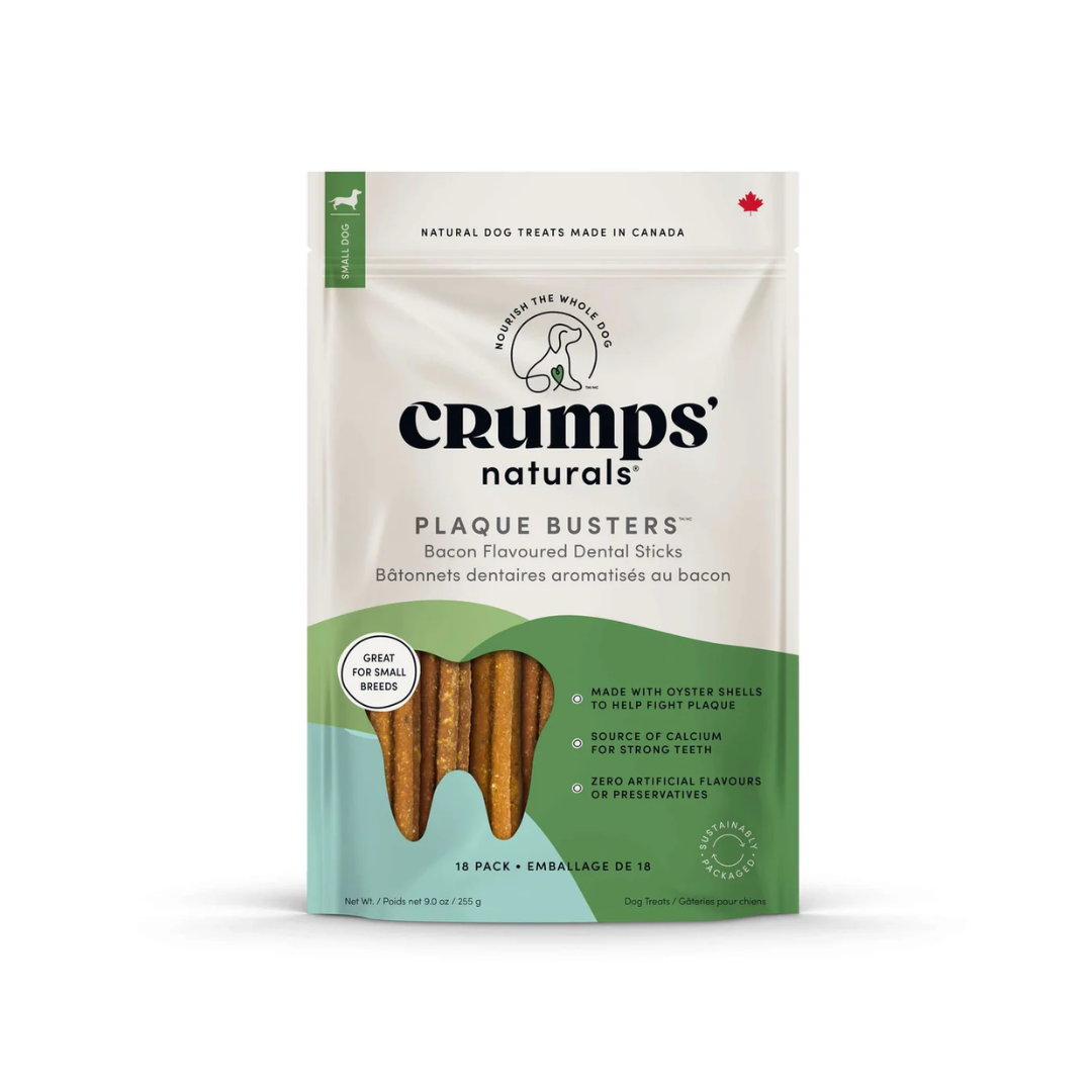 Crumps' Naturals Dog Mouth Care - Plaque Busters Bacon Dental Sticks