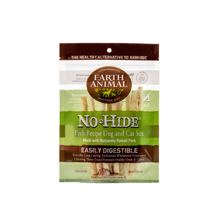 Earth Animal Dog & Cat Treats - No-Hide Pork Recipe Stix Chew