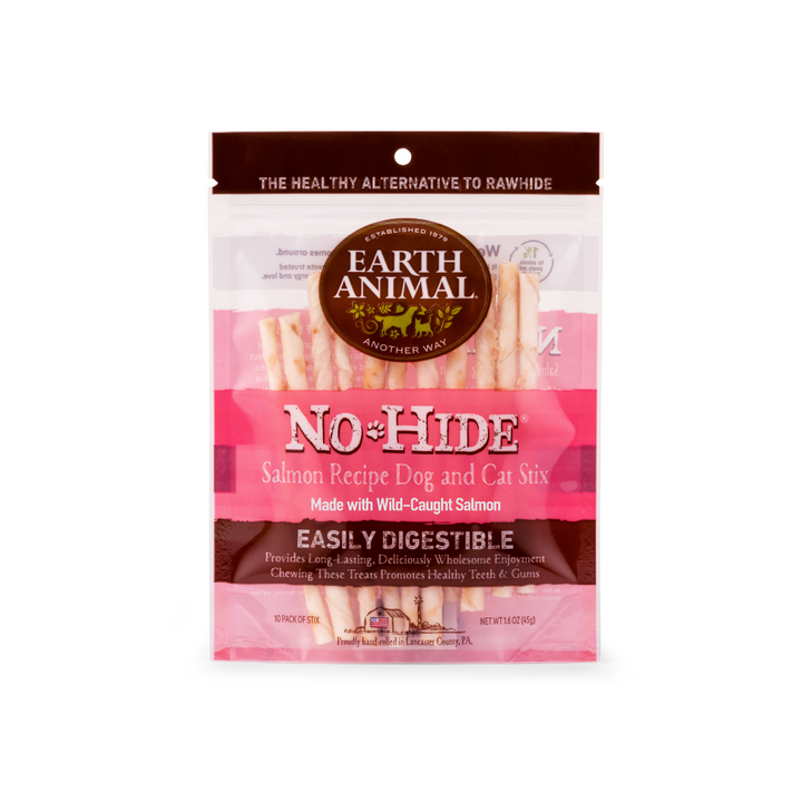 Earth Animal Dog & Cat Treats - No-Hide Salmon Recipe Stix Chew