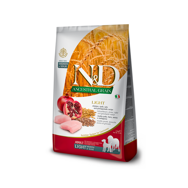 Farmina N&D Dry Dog Food - Ancestral Grain Chicken & Pomegranate Light Medium & Maxi