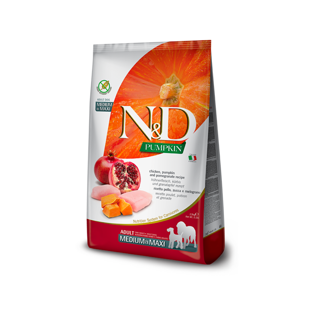 Farmina N&D Dry Dog Food - Pumpkin Chicken & Pomegranate Adult Medium Maxi 