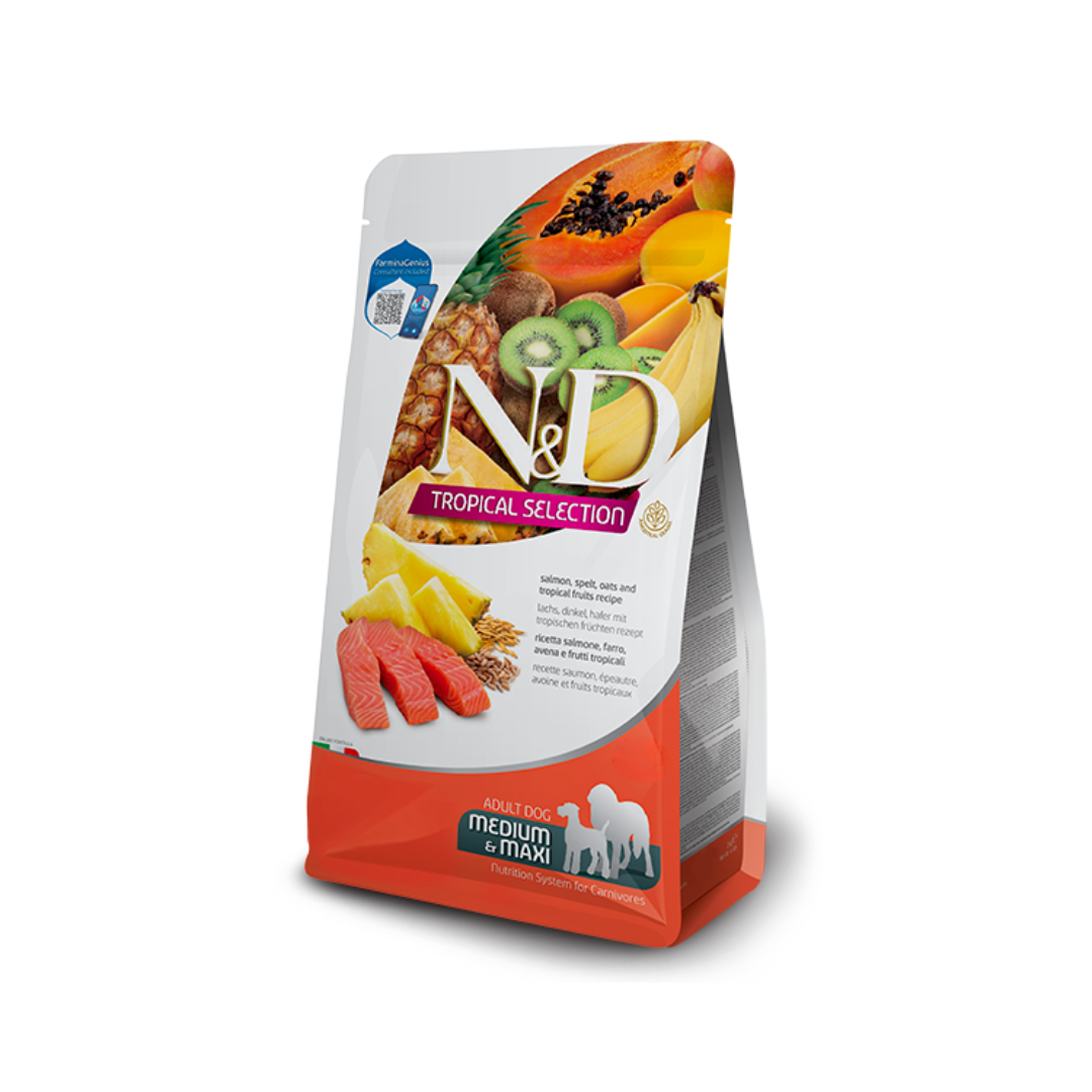 Farmina N&D Dry Dog Food - Tropical Selection Salmon, Spelt, Oats & Tropical Fruits Adult Medium & Maxi