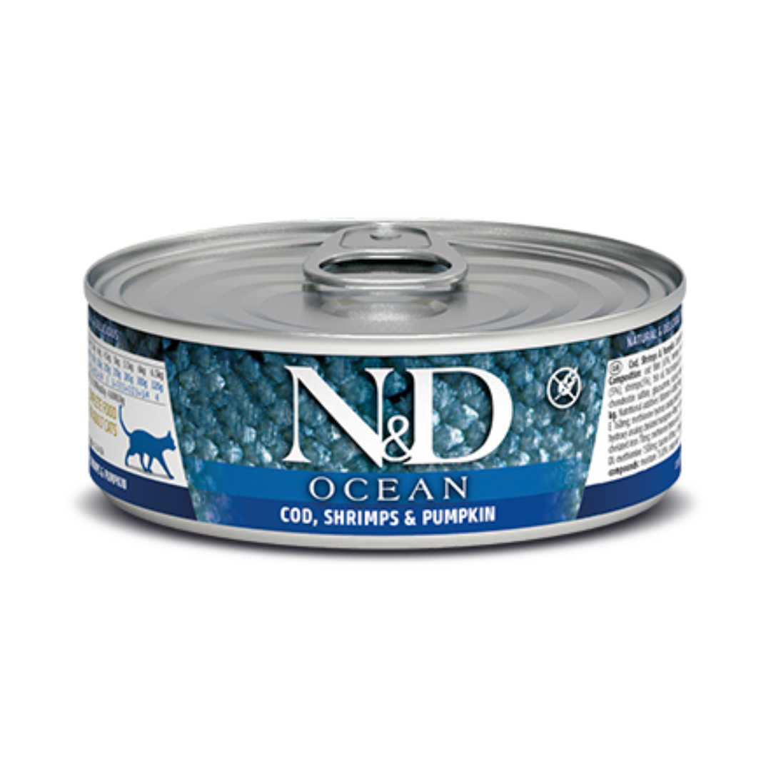 Farmina N&D Wet Cat Food - Ocean Cod, Shrimp & Pumpkin Canned 
