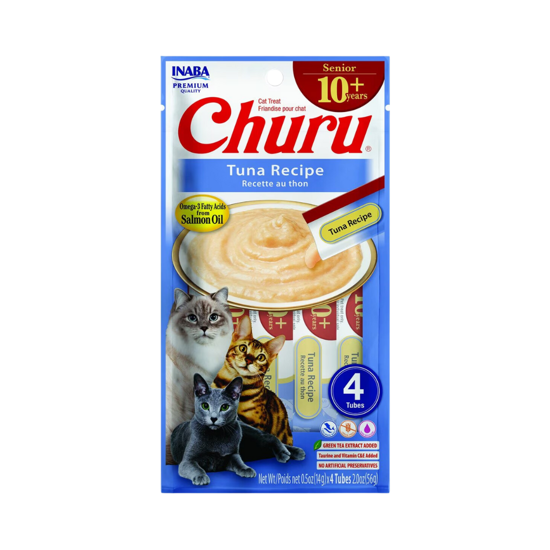 Inaba Cat Treats - Churu Purees Senior 10+ Tuna Recipe Pouch