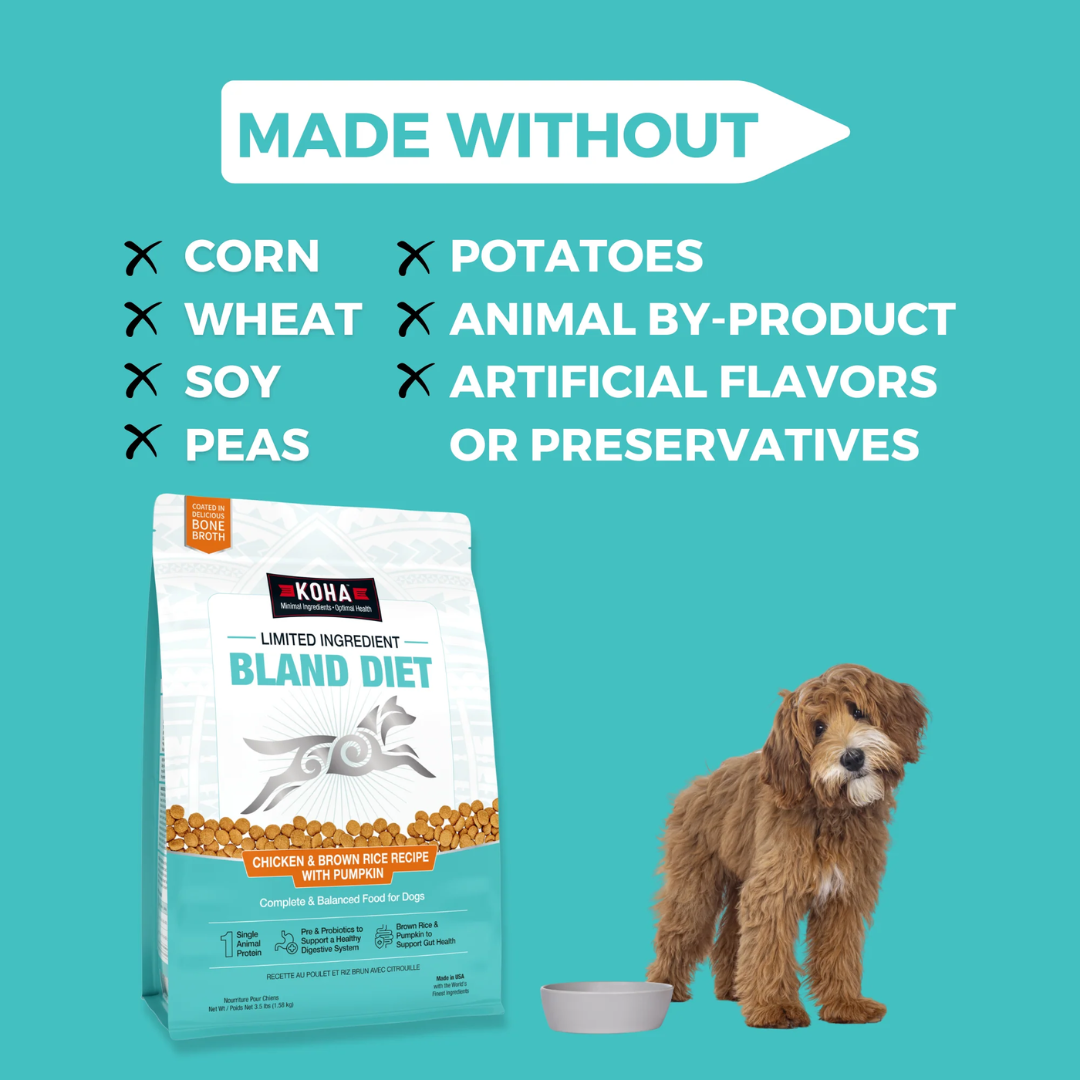 KOHA Dry Dog Food - Limited Ingredient Dry Bland Diet Chicken & Brown Rice Recipe with Pumpkin