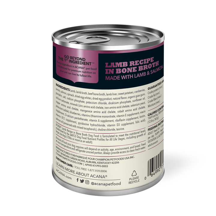 Acana Wet Dog Food - Premium Chunks Lamb Recipe in Bone Broth Canned 