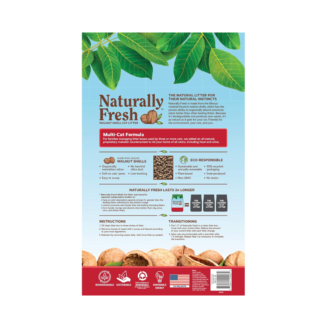 Naturally Fresh Cat Litter - Multi-Cat Unscented Clumping Walnut Formula