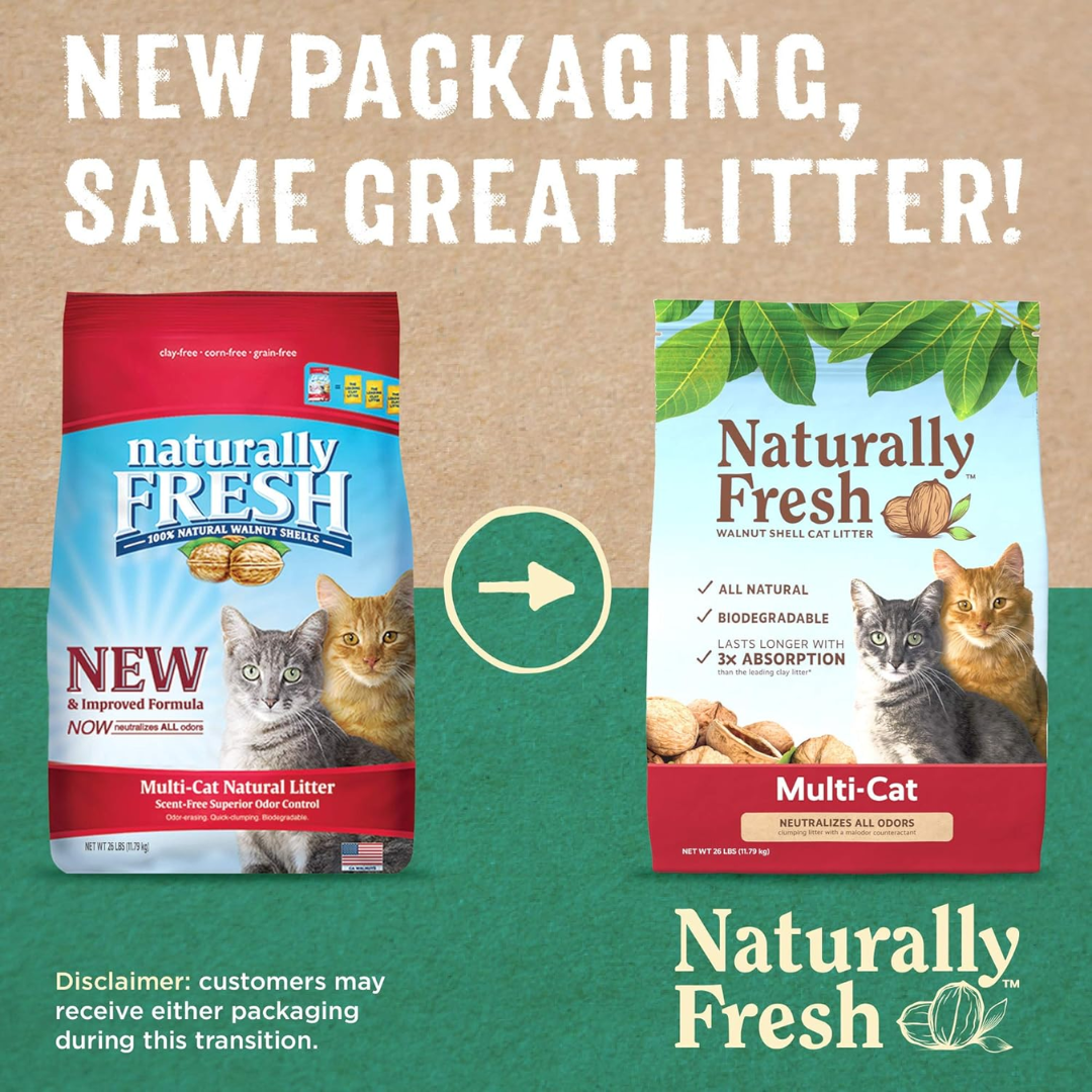 Naturally Fresh Cat Litter - Multi-Cat Unscented Clumping Walnut Formula