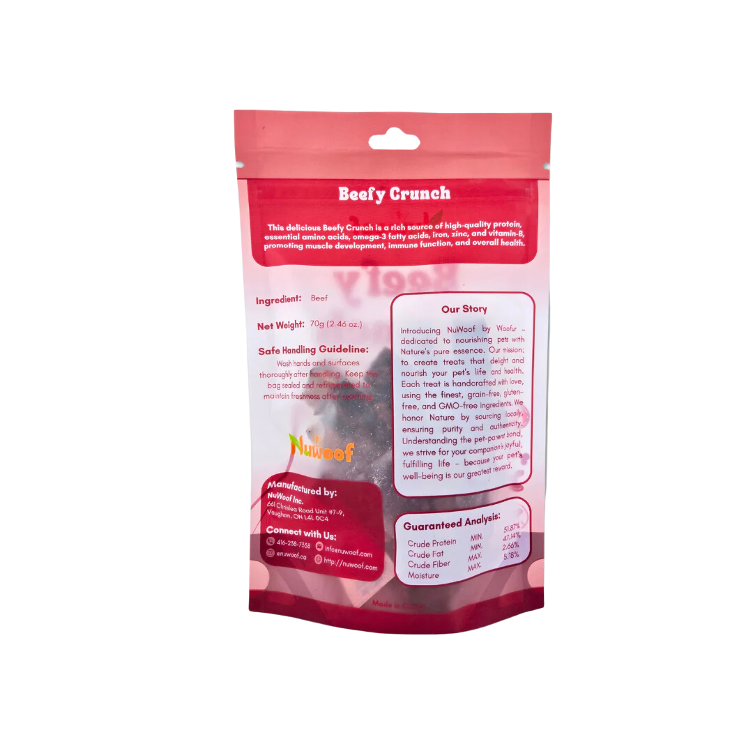 NuWoof Dehydrated Dog and Cat Treats - Beef Crunch