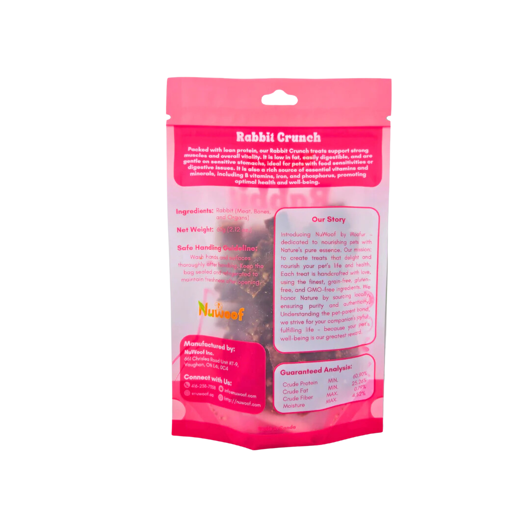 NuWoof Dehydrated Dog and Cat Treats - Rabbit Crunch