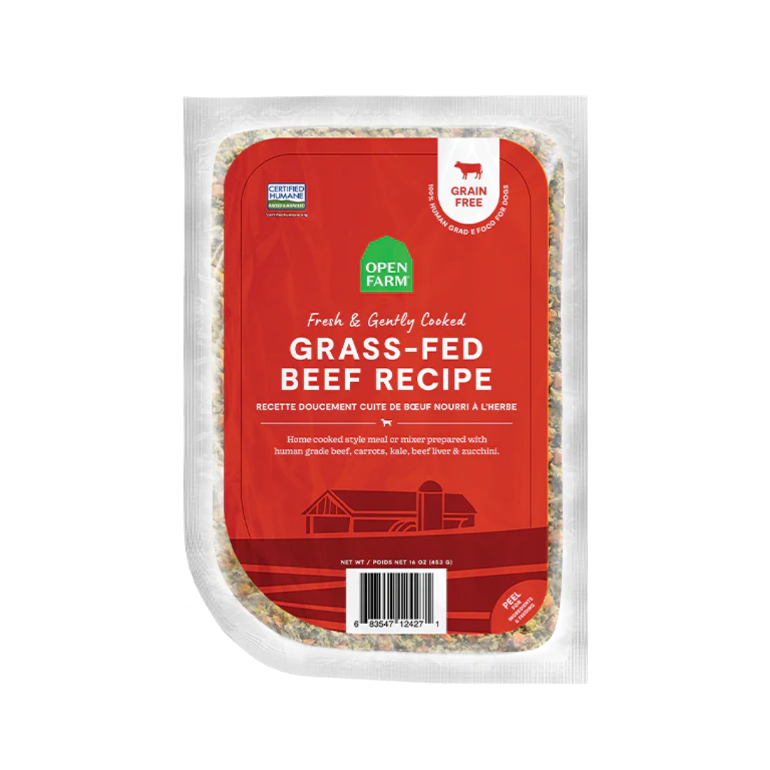 Open Fam Frozen Dog Food - Grass-Fed Beef Gently Cooked Recipe