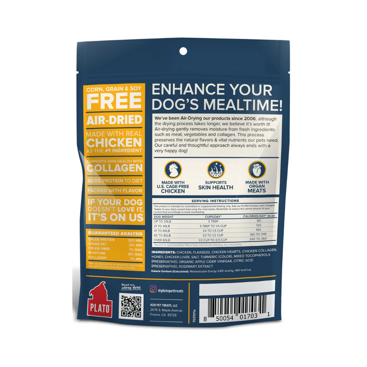 Plato Air Dried Dog Food Toppers - Chicken & Collagen