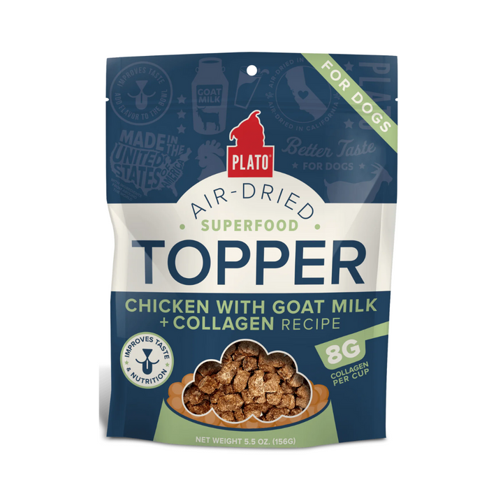 Plato Air Dried Dog Food Toppers - Chicken with Goat Milk & Collagen