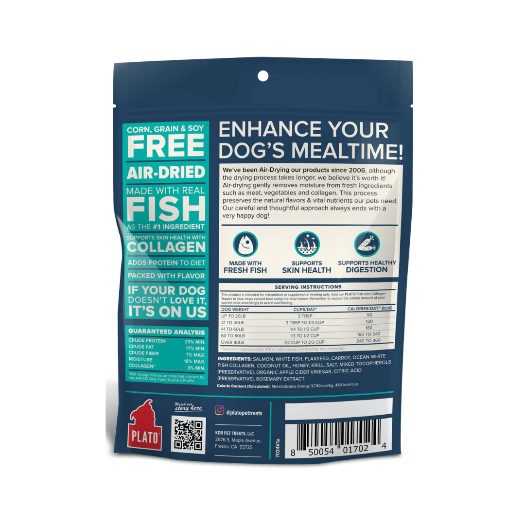 Plato Air Dried Dog Food Toppers - Fish & Collagen