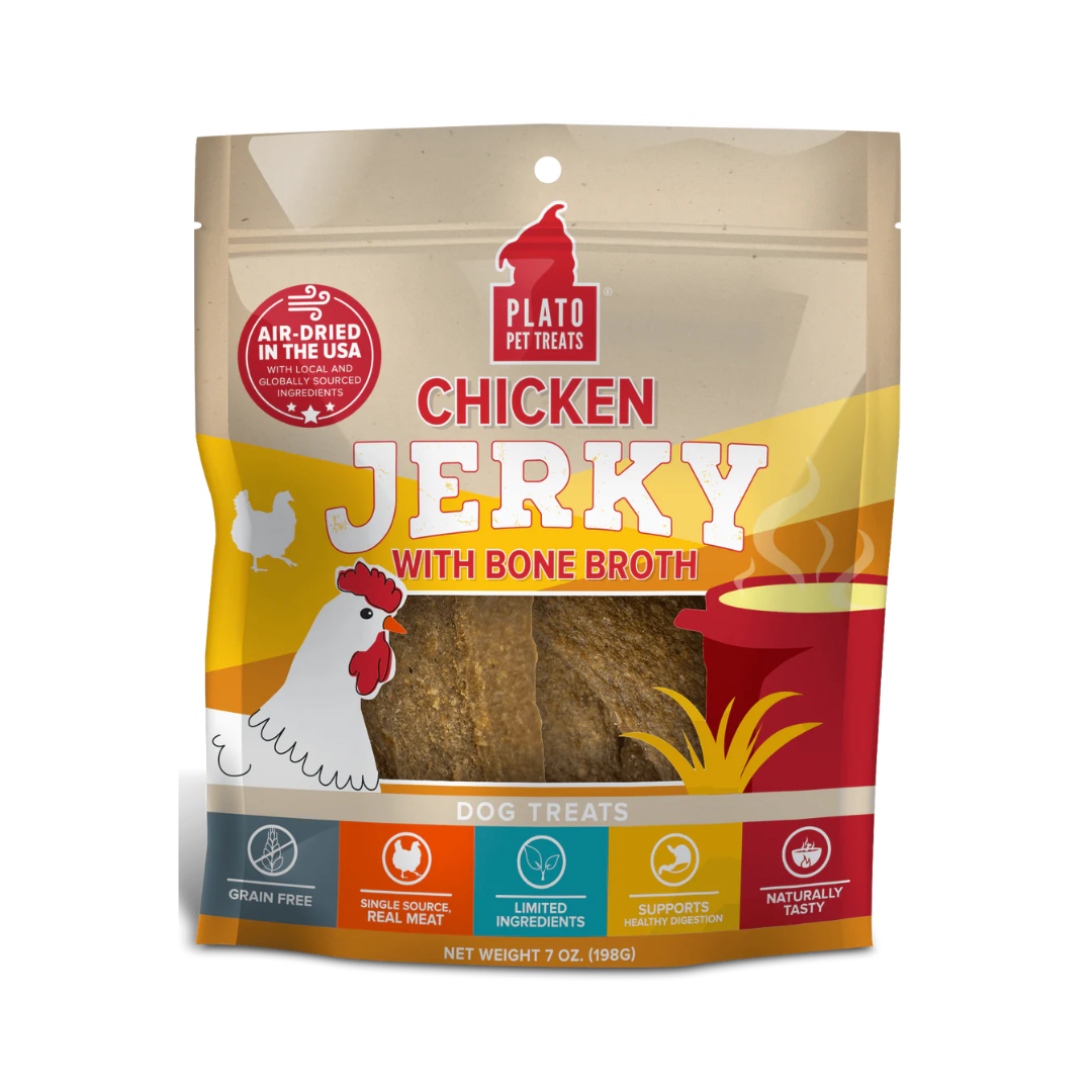 Plato Air Dried Dog Treats - Chicken with Bone Broth Jerky