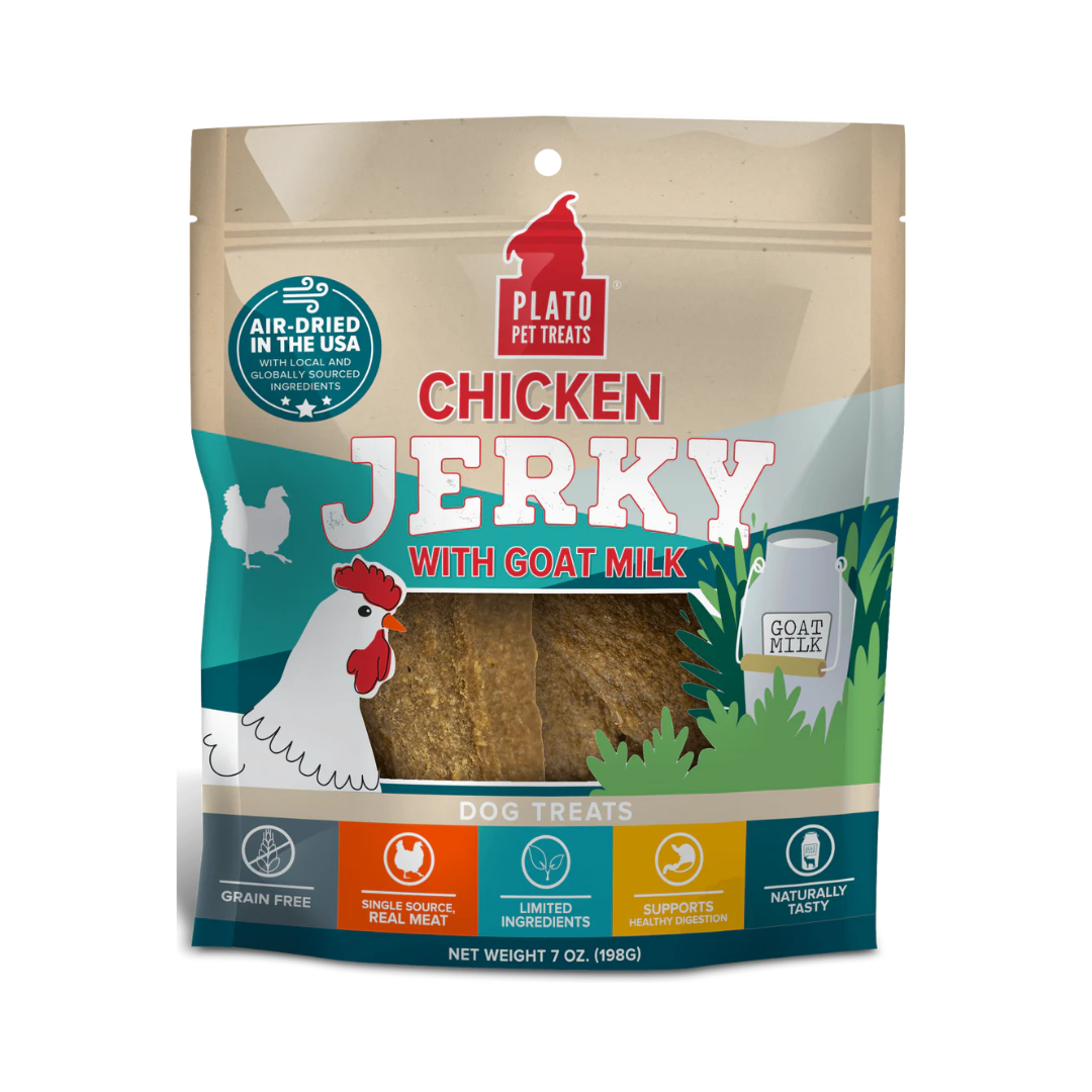 Plato Air Dried Dog Treats - Chicken with Goat's Milk Jerky