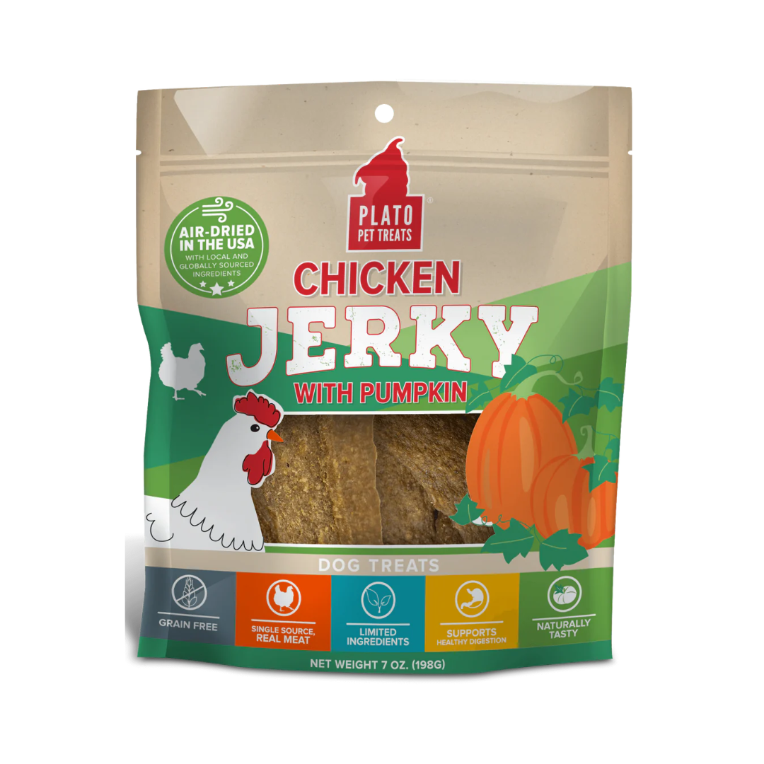 Plato Air Dried Dog Treats - Chicken Jerky with Pumpkin