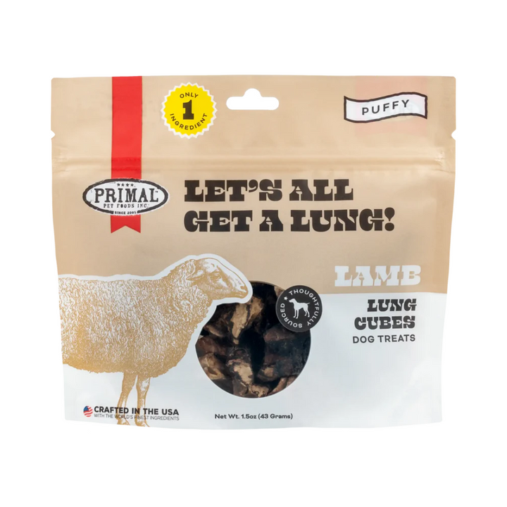 Primal Dehydrated Dog Treats - Let's All Get A Lung Lamb Treats