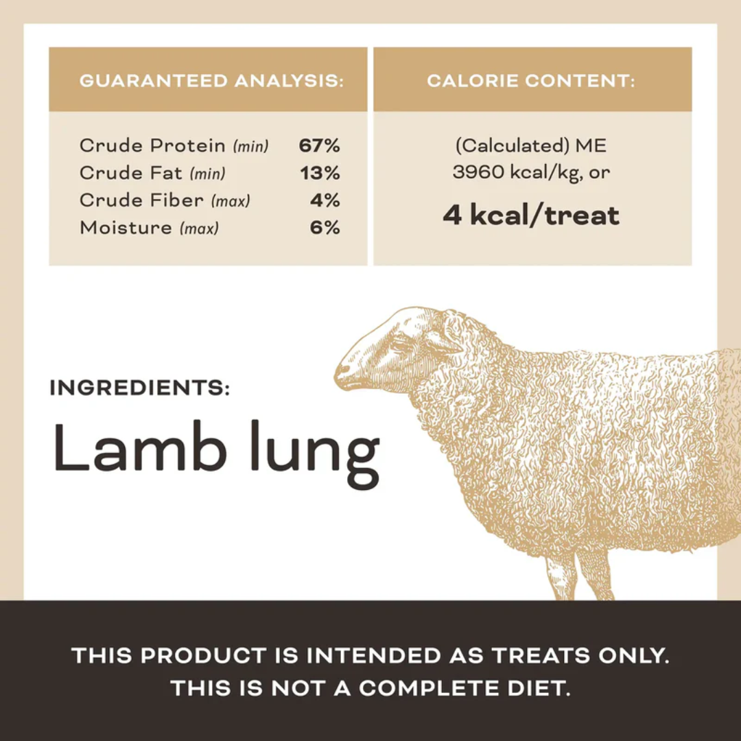 Primal Dehydrated Dog Treats - Let's All Get A Lung Lamb Treats