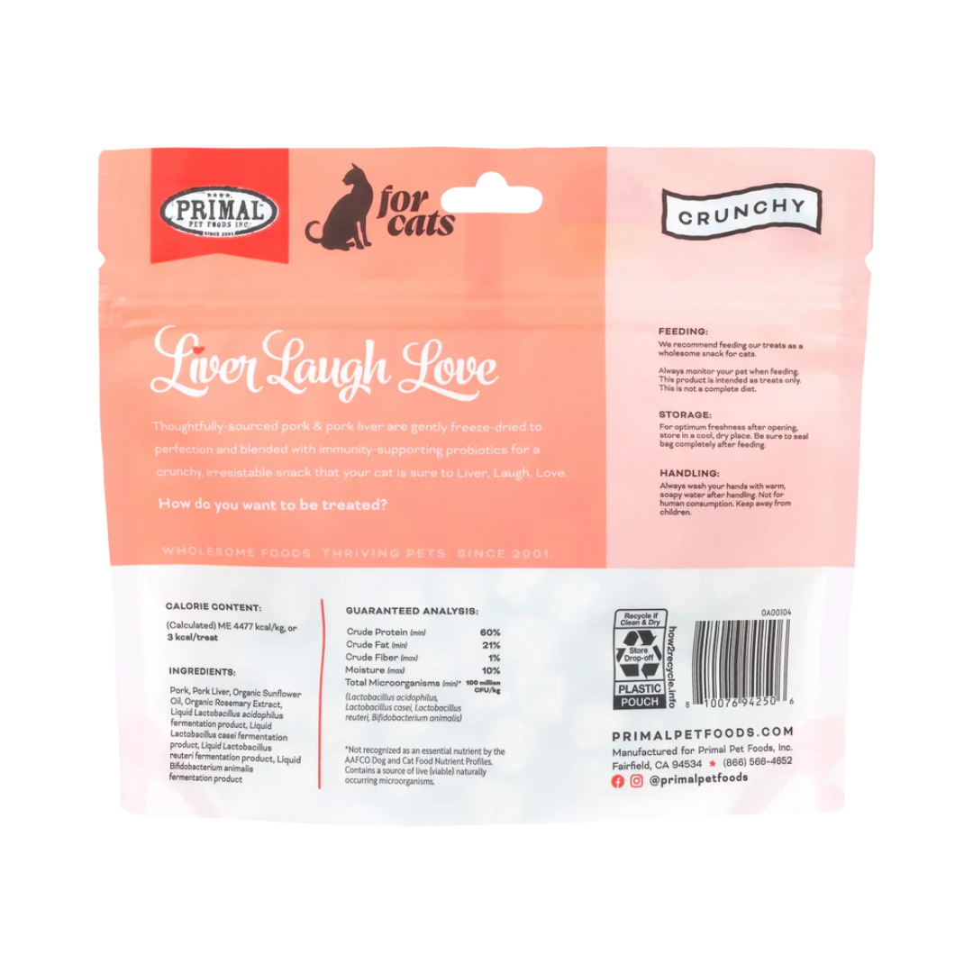 Primal Freeze-Dried Cat Treats - Liver Laugh Love Pork Treats