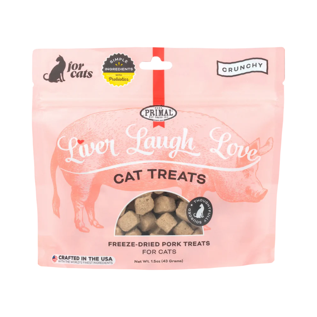 Primal Freeze-Dried Cat Treats - Liver Laugh Love Pork Treats