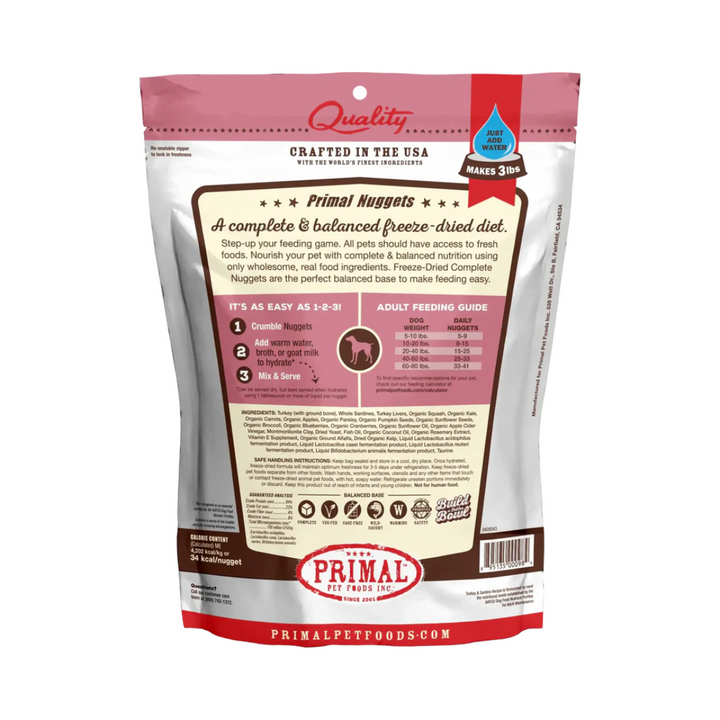 Primal Freeze-Dried Dog Food - Nuggets Turkey & Sardine Formula