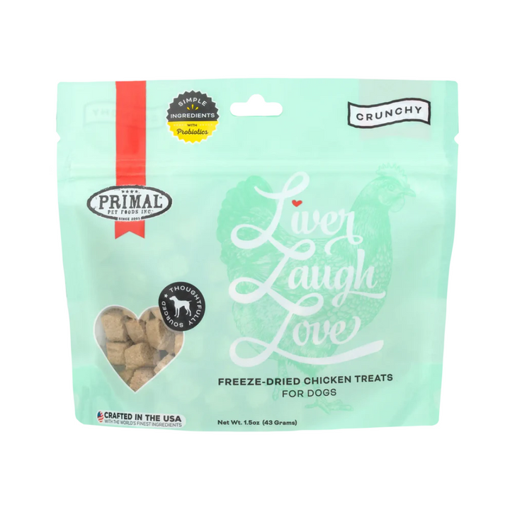 Primal Freeze-Dried Dog Treats - Liver Laugh Love Chicken Treats