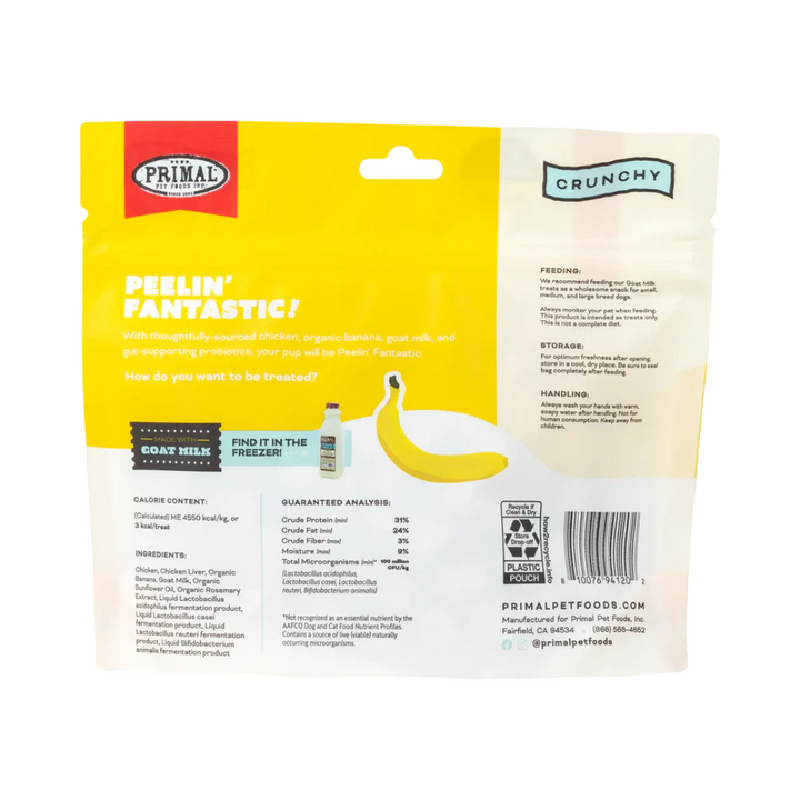 Primal Freeze-Dried Dog Treats - Peelin' Fantastic Chicken, Banana, & Goat Milk Treats