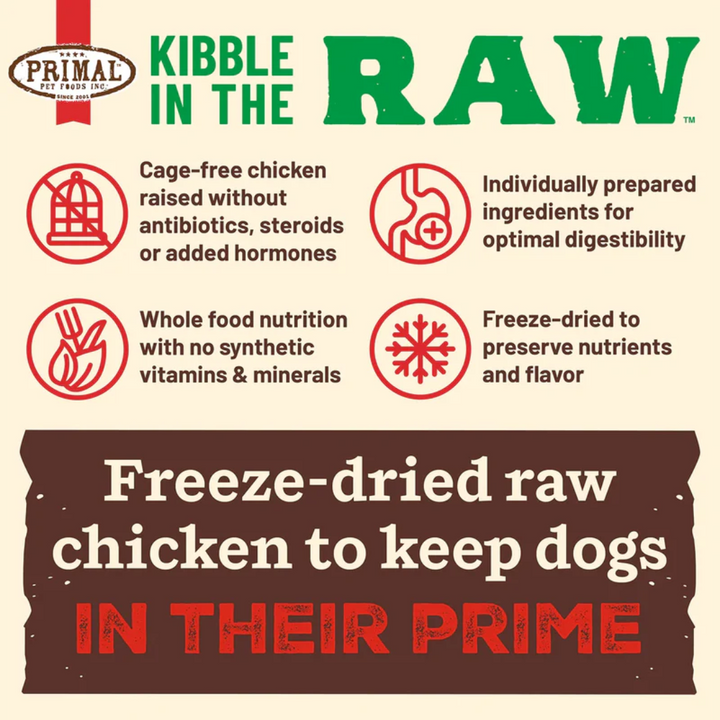 Primal Freeze Dried Dog Food - Kibble In The Raw Small Breed Chicken Recipe