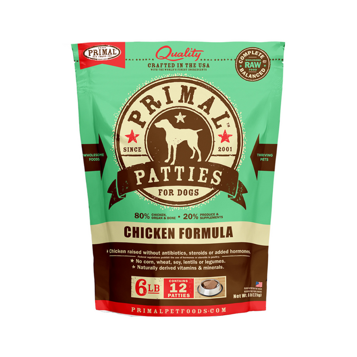 Primal Frozen Dog Food - Canine Raw Frozen Patties Chicken Formula