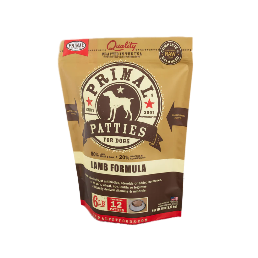 Primal Frozen Dog Food - Canine Raw Frozen Patties Lamb Formula