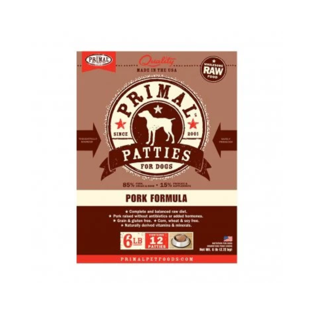 Primal Frozen Dog Food - Canine Raw Frozen Patties Pork Formula