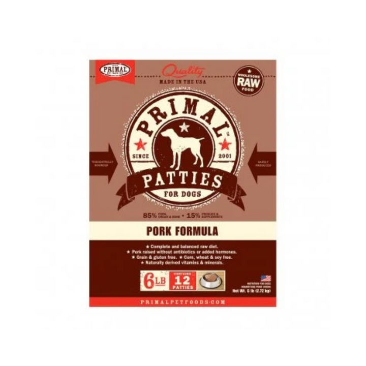 Primal Frozen Dog Food - Canine Raw Frozen Patties Pork Formula