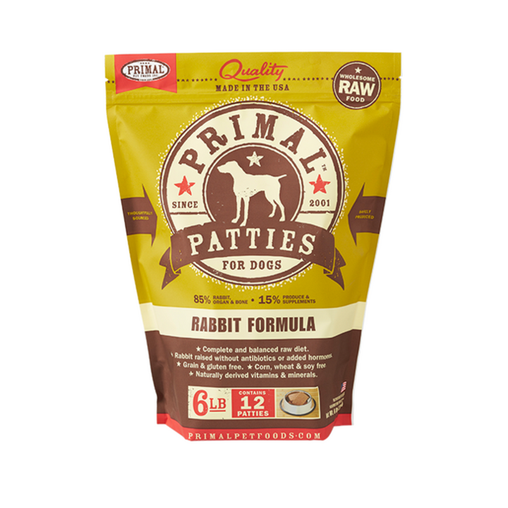 Primal Frozen Dog Food - Canine Raw Frozen Patties Rabbit Formula