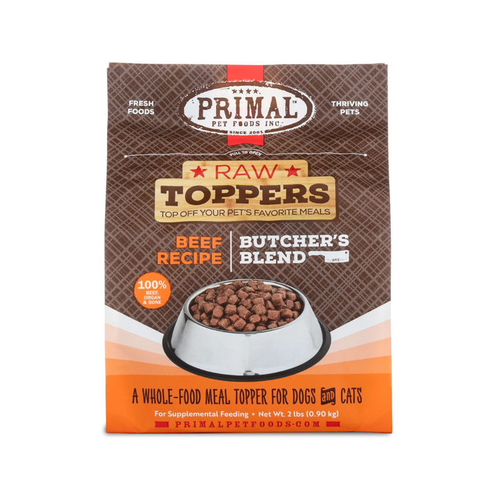 Primal Frozen Dog & Cat Food Toppers - Butcher's Blend Beef Recipe