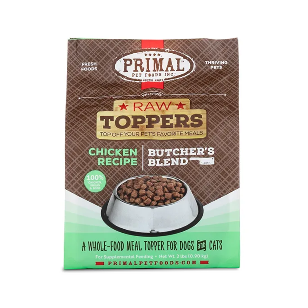 Primal Frozen Dog & Cat Food Toppers - Butcher's Blend Chicken Recipe