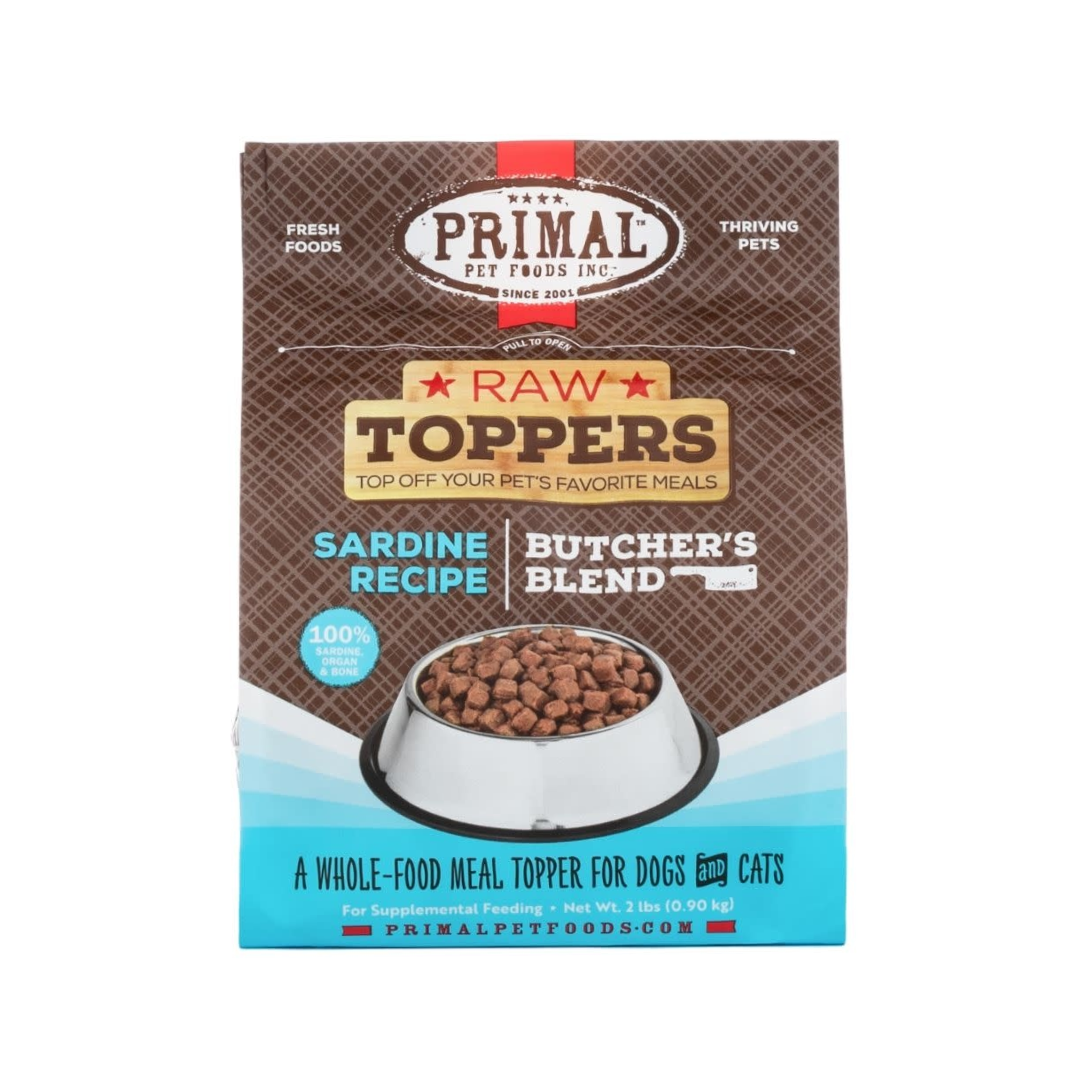 Primal Frozen Dog & Cat Food Toppers - Butcher's Blend Sardines Recipe