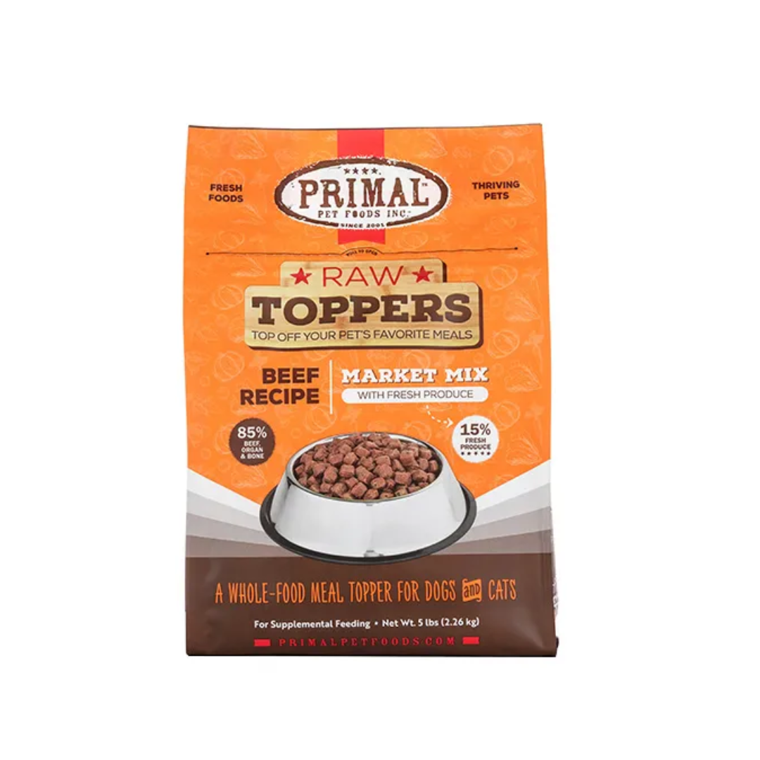 Primal Frozen Dog & Cat Food Toppers - Market Mix Beef Recipe