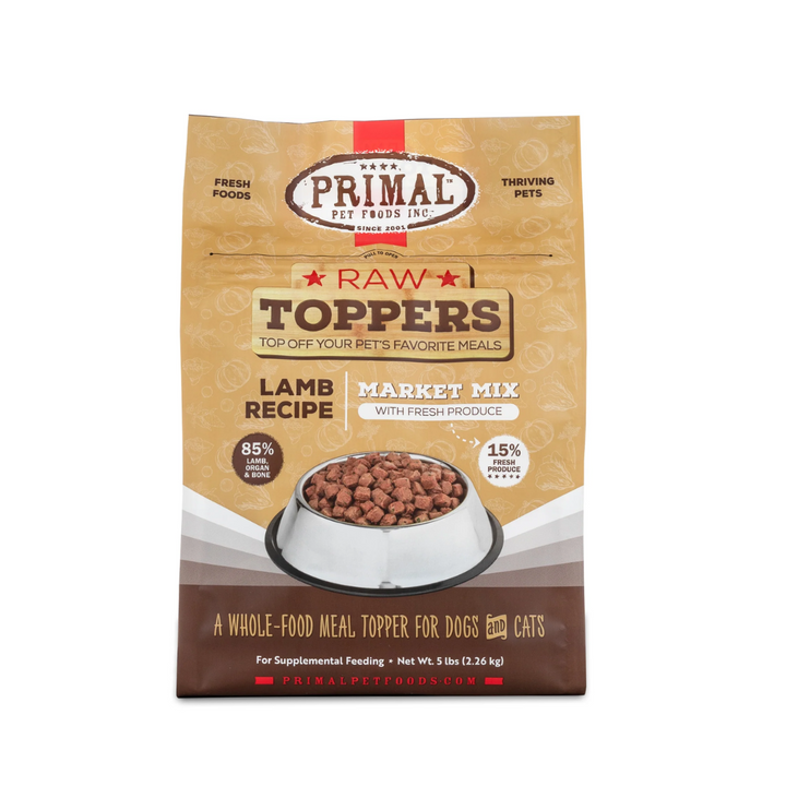 Primal Frozen Dog & Cat Food Toppers - Market Mix Lamb Recipe