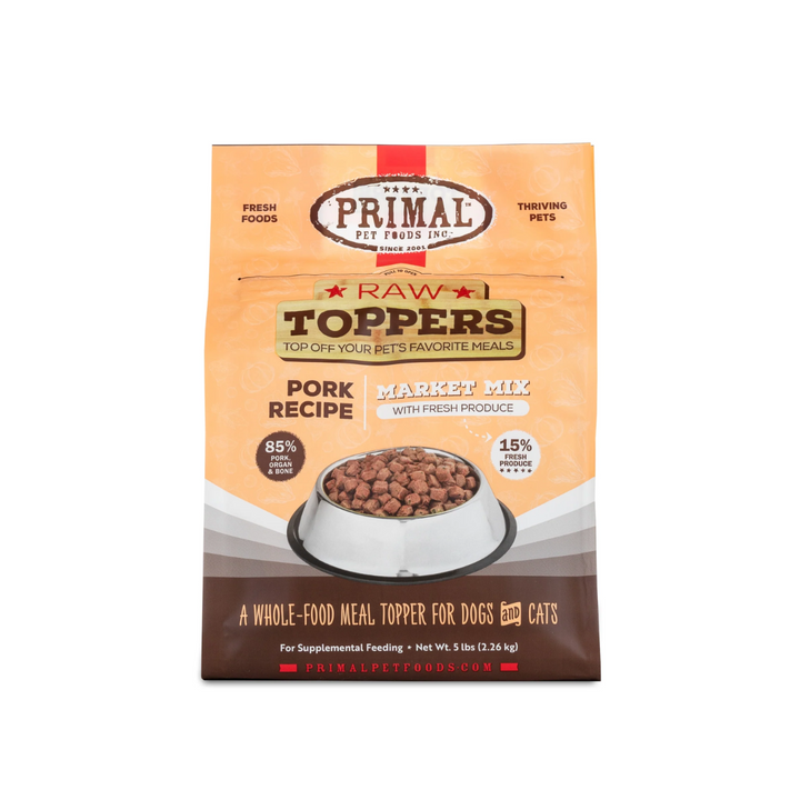 Primal Frozen Dog & Cat Food Toppers - Market Mix Pork Recipe