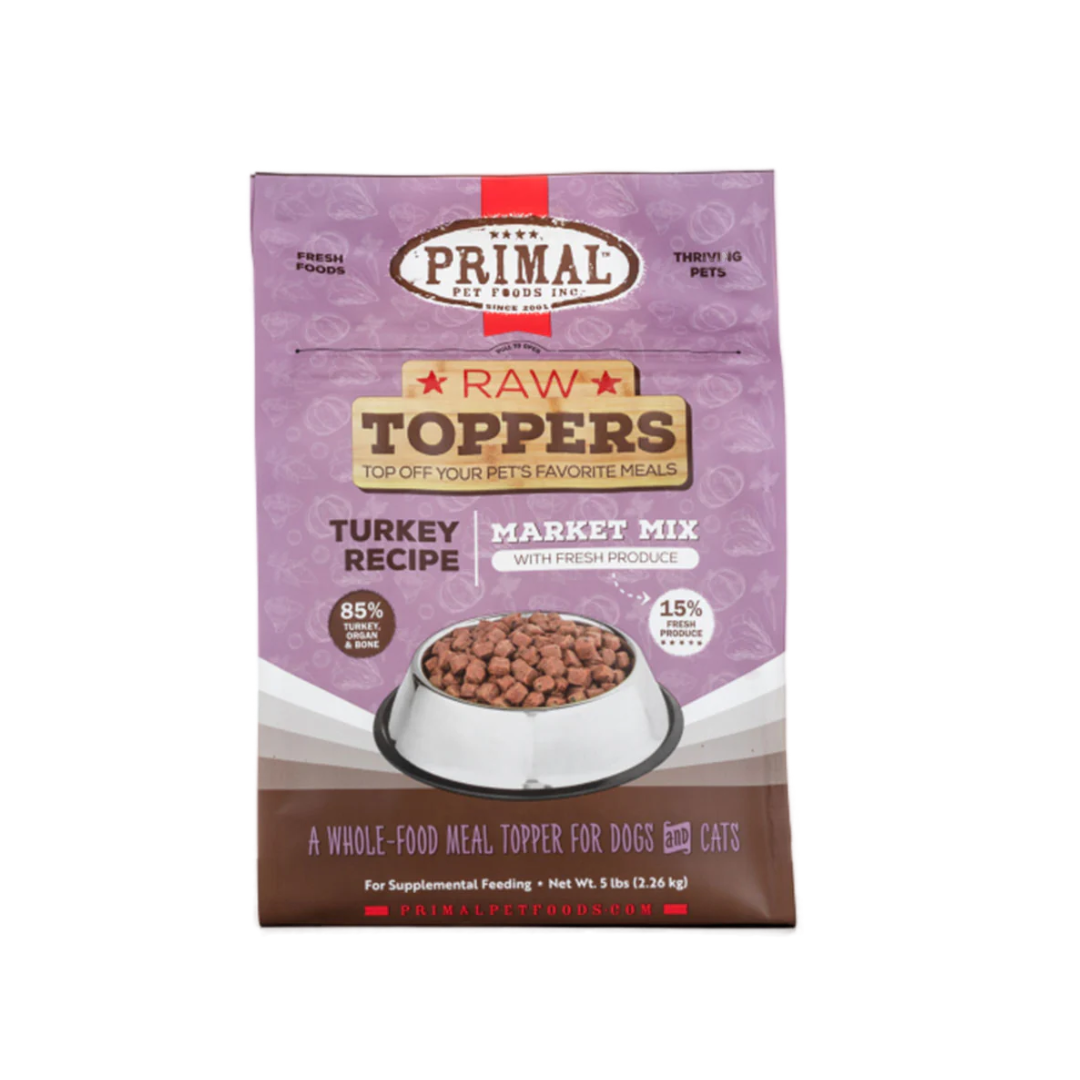 Primal Frozen Dog & Cat Food Toppers - Market Mix Turkey Recipe