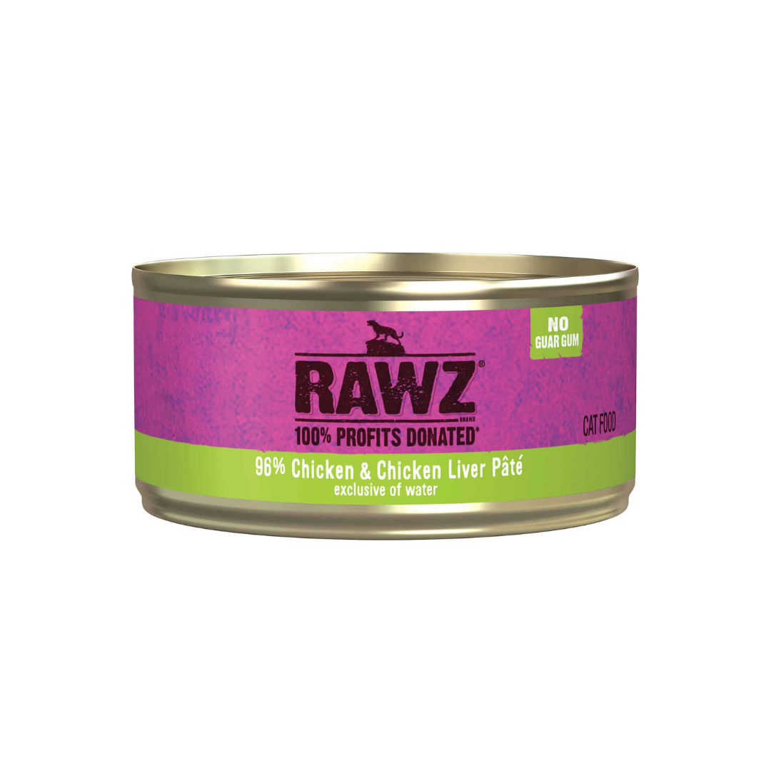 Rawz Wet Cat Food - 96% Chicken & Chicken Liver Pate Canned