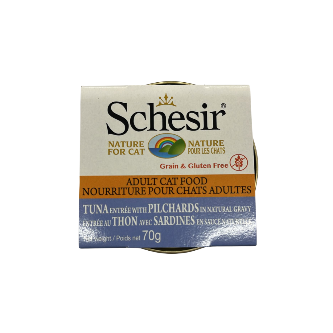 Schesir Wet Cat Food - Tuna Entree with Pilchards in Natural Gravy Canned