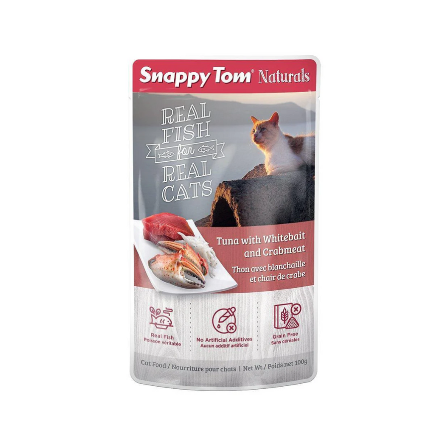 Snappy Tom Naturals Wet Cat Food - Tuna, Whitebait and Crab Pouch 